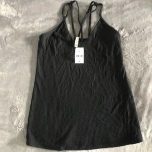 Emma and Sam Black ribbed tank top